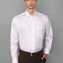 Luxure By Louis Philippe Pink Cotton Regular Fit Striped Shirt-picture-14