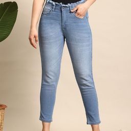 Mast & Harbour Women Mom-Fit Light Fade Stretchable Cropped Jeans-image-89