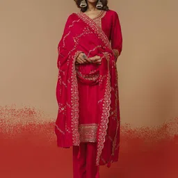 Suha Women Ethnic Motifs Embroidered Kurta with Trousers & Dupatta-picture-16