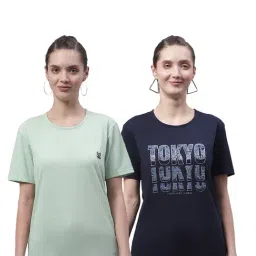 Vimal Jonney Mint & Navy Cotton Graphic Print T-Shirt (Pack Of 2)-image-76