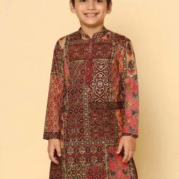 KISAH Kids Multicolor Cotton Printed Full Sleeves Kurta-image-96