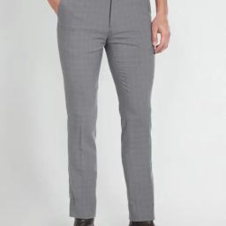 Arrow Newyork Grey Slim Fit Checks Trousers-image-68
