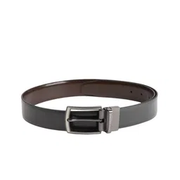 Louis Philippe Men Black & Brown Textured Reversible Leather Belt-image-83