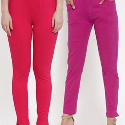 TAG 7 Women Pack Of 2 Solid Straight-Fit Ankle-Length Leggings-picture-9