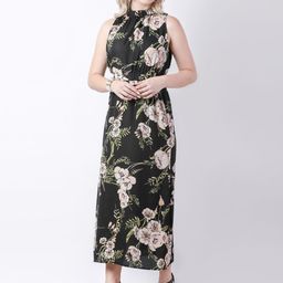 DELIS Women Floral Printed Georgette Shift Midi Dress-image-38