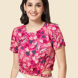 People Round Neck Conversation Printed Cut Out Crop Top-image-29