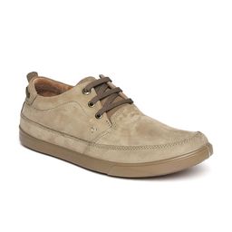 Woodland Men Khaki Leather Sneakers-image-5