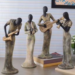 TIED RIBBONS Set Of 4 Beige & Black Musical Ladies Showpieces-32