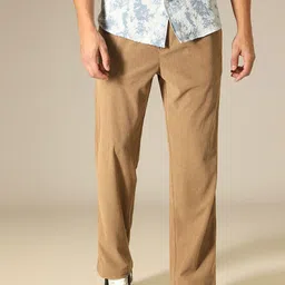 Banana Club Men Textured Striped Relaxed Corduroy Trousers-41