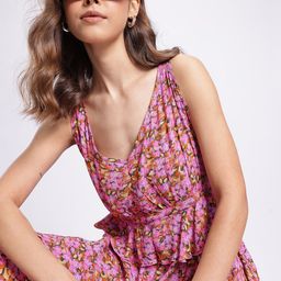 DressBerry Petite Florals Ruffled Printed Fit & Flared Dress-image-78