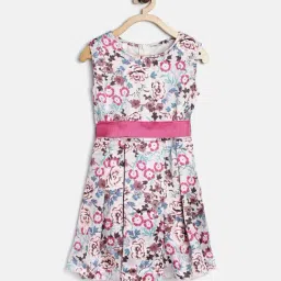 Stylestone Kids Multicolor Printed Dress With Tie Belt-image-11