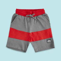 Pantaloons Junior Charcoal Grey & Red Cotton Color Block Shorts-image-97