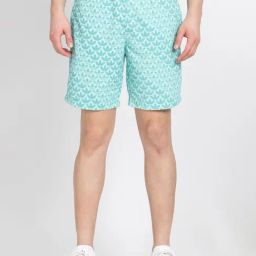 adidas Turquoise Regular Fit Allover Print MONOGRAM Sports Shorts-image-53