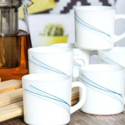 Cello White & Blue Glass Coffee Mug (0.1 L) - Set of 6-43