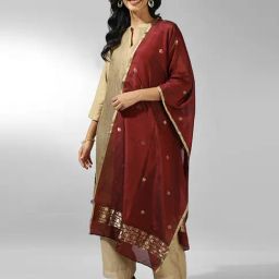 Fabindia Maroon Cotton Printed Stole-image-59