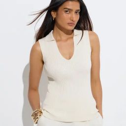 Wardrobe by Westside Ivory Ribbed-Textured Top-image-127