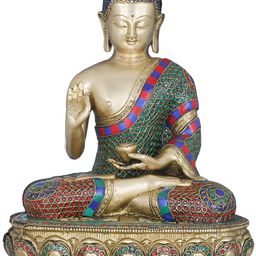 Exotic India Gold-Toned Buddha Idol Showpiece-picture-6