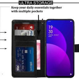 coverblack Vintage Leather Flip Cover for Tecno Spark Go 2022 / Tecno KG5 - Charcoal Black image 3