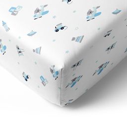 The White Cradle Pure Organic Cotton Fitted Cot Sheet Koala Print - Blue-image-65
