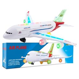 Toyshine Airplane Toys for Kids Bump and Go Action Toddler Toy Plane with LED Flashing Lights and Sounds - White-12