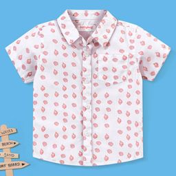 Babyhug Boys Half Sleeves Regular Collar Printed One Pocket Shirt-image-4