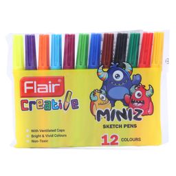 Flair Creative Miniz Sketch Pens Pack of 12 (Color may vary)-16