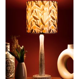 Green Girgit Distress White Wooden Lamp with Yellow Leaf Shade-18