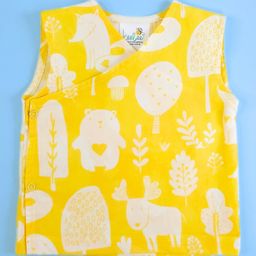Keebee Organics Sleeveless Animals Printed Organic Cotton Jhabla - Yellow-picture-23