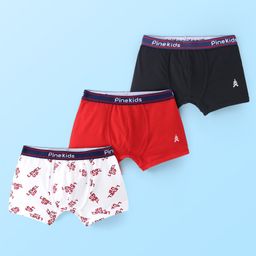 Pine Kids Cotton Spandex Knit Trunks with Text Print Pack of 3 (Colour May Vary)-image-99