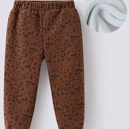 Kookie Kids Full Length Lounge Pants with Smiley Print - Brown-image-90