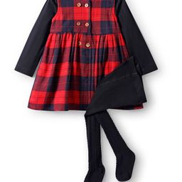 Babyhug Cotton Woven Full Sleeves Checkered Frock with Inner T-Shirt & Leggings - Red & Black-image-12