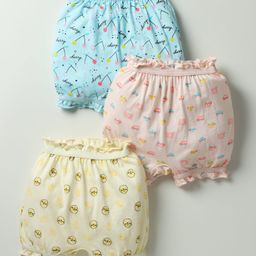 Bodycare Cotton Knit Bloomers With Animal & Vehicle Print Pack Of 3 - Light Blue & Yellow-image-40
