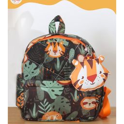 Rosada Jungle Printed Backpack for Kids With Matching Keychain hanging, Waterproof Trendy and Spacious Kids Backpack, Stylish Bag for Kids - Large(13 Inches)-image-5