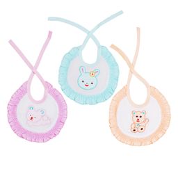 Cute Landings 3 Layer Hosiery Cotton Bibs for Baby Feeding Apron Super Absorbent Pack of 3- Multicolor-image-31
