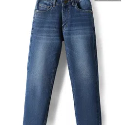 Pine Kids Denim Woven Full Length Washed Jeans - Navy Blue-picture-38