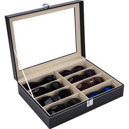COZY VIBES Leather 8 Piece Eyeglasses Storage and Sunglass Glasses Display Case Organizer- PACK OF 1- COLOR MAY VARY-12