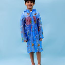 M'andy Polyester Full Sleeves Football Players Printed Hooded Raincoat - Light Blue-image-95