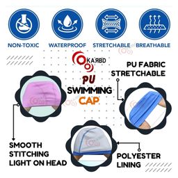 KARBD Super Soft PU Swimming Cap for Kids Universal Size - Assorted Random Colour image 2