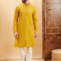 SWAGG INDIA Men Geometric Printed Festive Straight Kurta-image-86