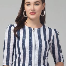 RAYWARE Women Colourblocked Crop Shrug-54