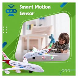 Toyshine Airplane Toys for Kids Bump and Go Action Toddler Toy Plane with LED Flashing Lights and Sounds - White image 3