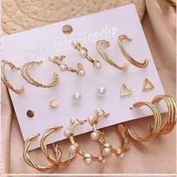 Vembley Gold-Plated Alloy Pearls Hoop Earrings-image-71