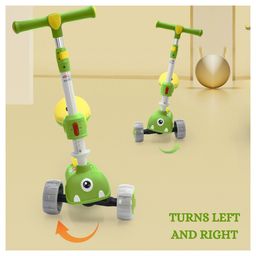 Little Olive Double Deck Scooter with LED Lights Adjustable Handlebar & Lean-to-Steer Technology- Green image 4