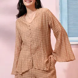 Tokyo Talkies Textured Top With Shorts Co-Ords-picture-12