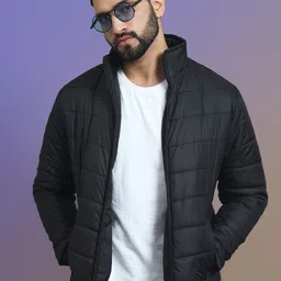 RENUOVO Men Mock Collar Solid Padded Jacket-picture-16