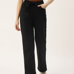 BRINNS Women Black Solid Relaxed Straight Fit Trousers-picture-40