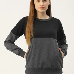 BRINNS Women Charcoal & Black Colourblocked Sweatshirt-image-51