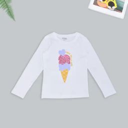 Pantaloons Junior Girls Antique White Printed T-Shirt-picture-5