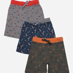 Dollar Boys Grey & Navy Printed Bermuda (Pack Of 3)-image-107