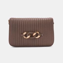 Forever Glam by Pantaloons Taupe Quilted Cross Body Bag-picture-36